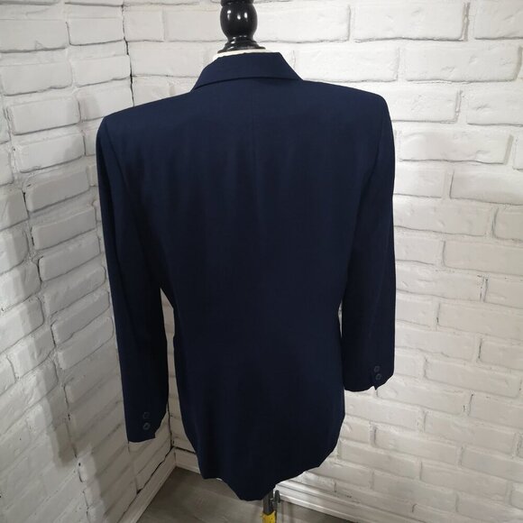 Lands' End Ladies Size 12 Navy 100% Wool Lined 1 Button Closure Blazer - Picture 2 of 9